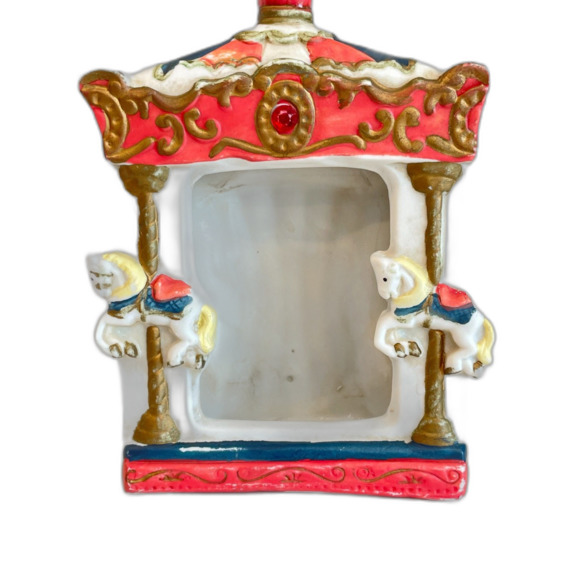 Vintage Porcelain Circus Theme Picture Frame w/Big Top & Carousel Horses 5.5" - Picture 10 of 10